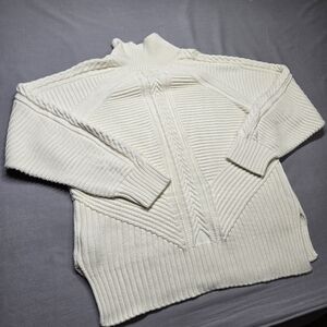 Banana Republic Mock Neck Knit Sweater Ivory‎ Chunky Cotton Sweater Normcore